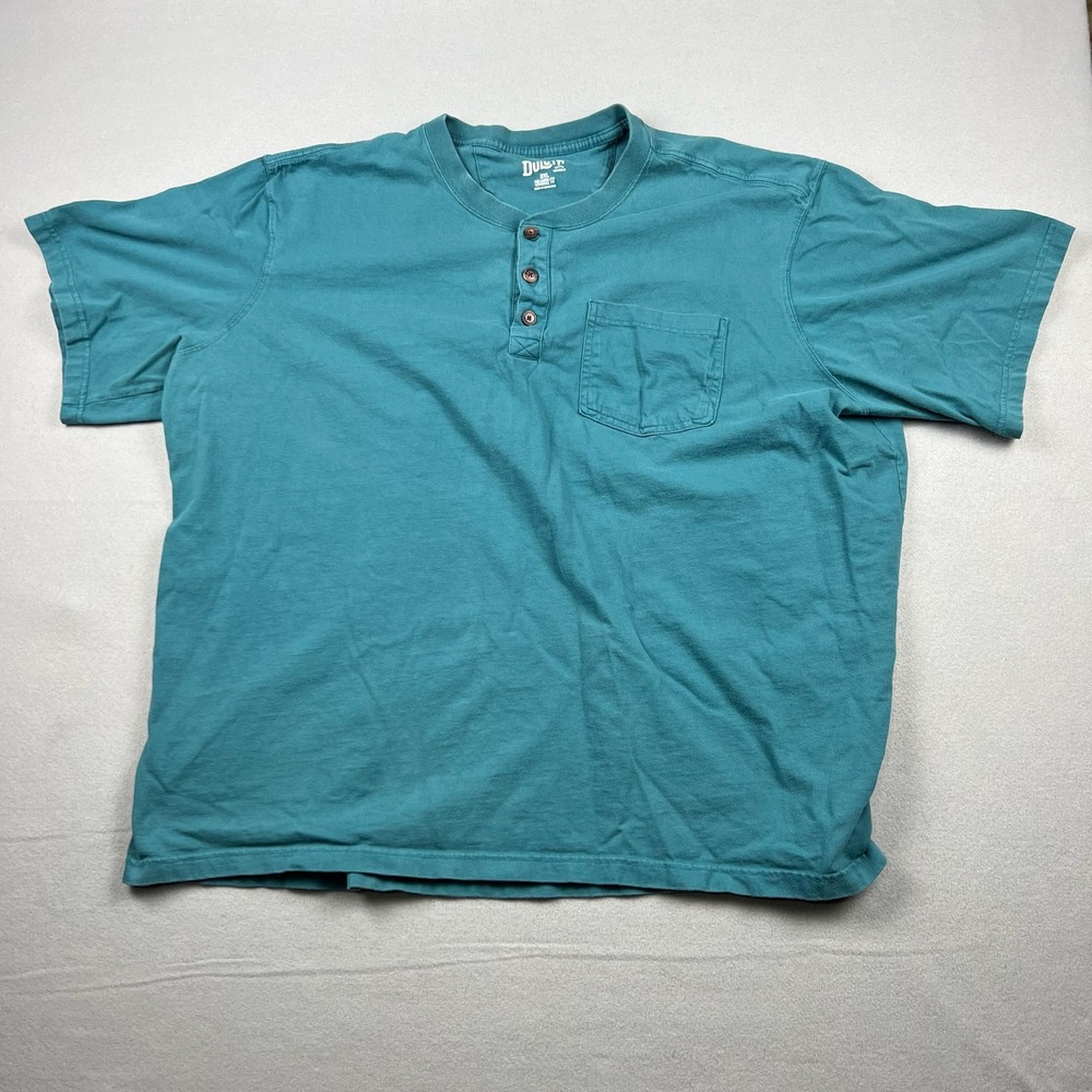Duluth Trading Co Men 3XL Teal Blue Longtail T Relaxed Fit Henley Pocket T-Shirt